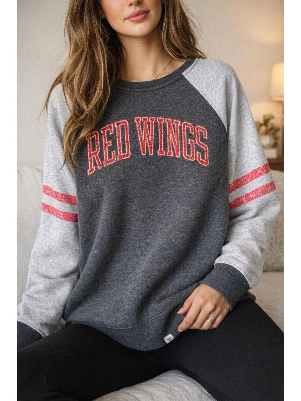 Fanatics Detroit Red Wings NHL Sweatshirt Womens XL Gray Red